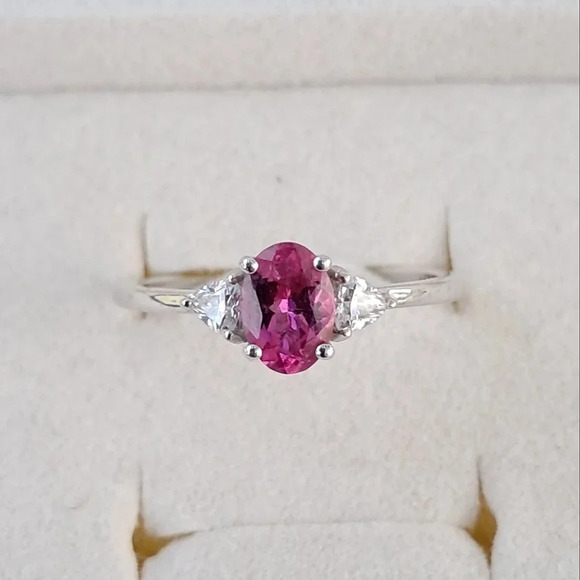 *Rare* Premium Natural Ouro Fino Rubellite & Genuine Moissanite Ring. - Picture 1 of 9